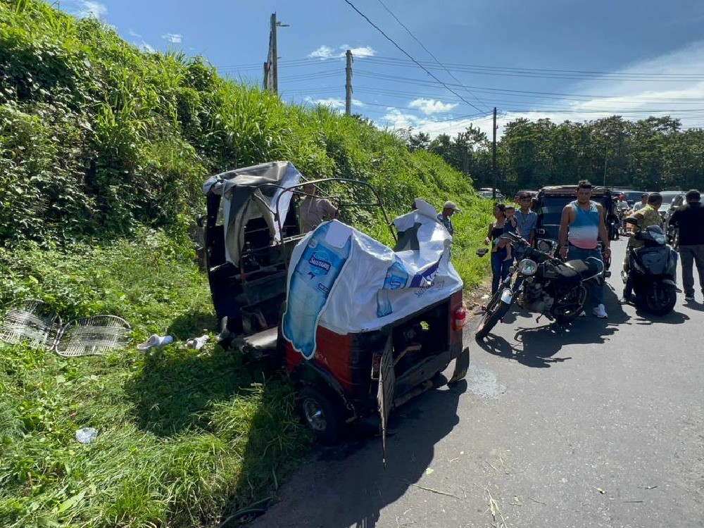 Accidente en mototaxi deja a varias personas heridas en Mazatenango