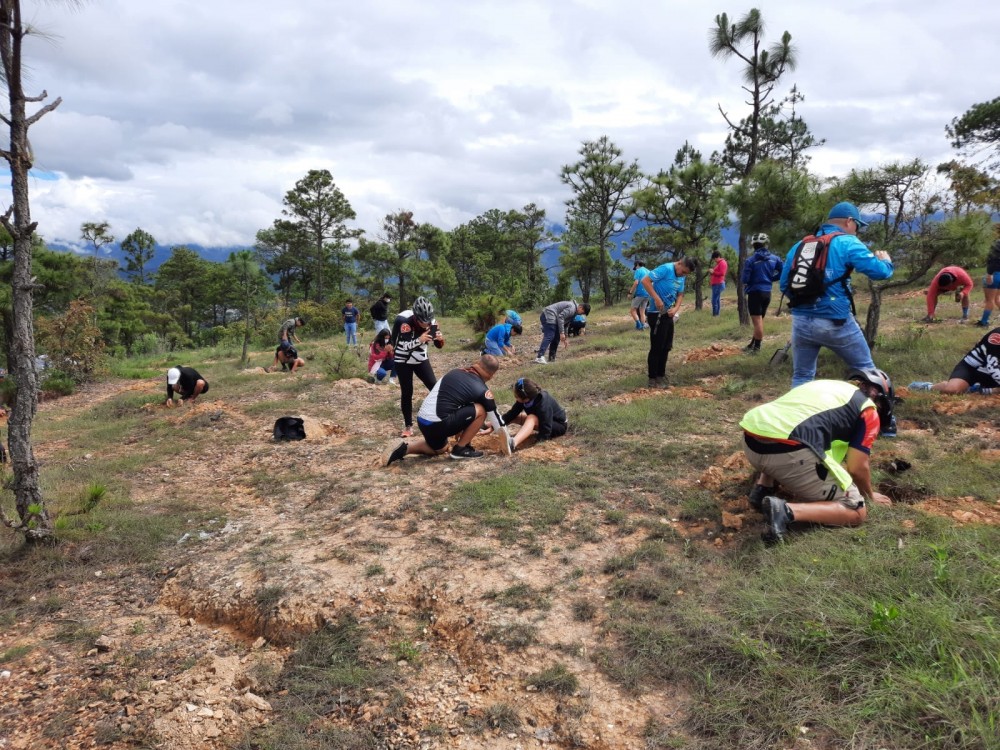 Ciclistas se unen a campaña de reforestación en Huehuetenango