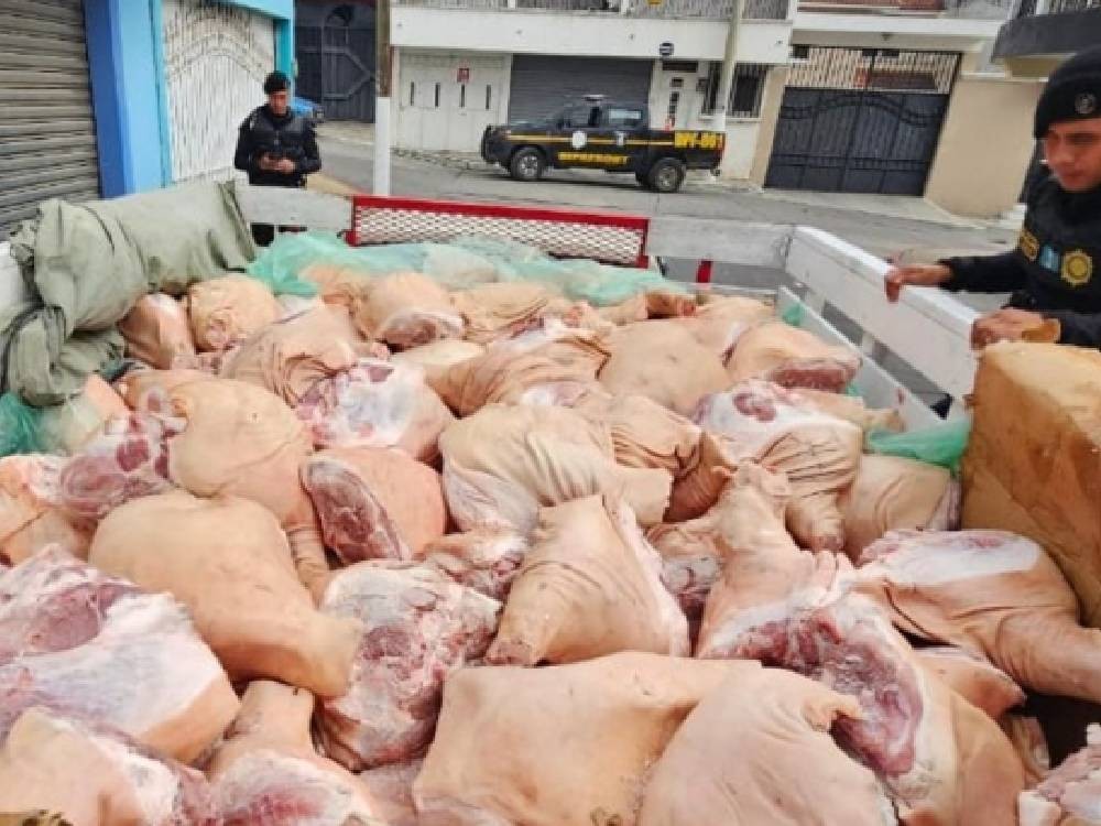 Decomisan más de 6 mil 510 libras de pierna de cerdo en Salcajá