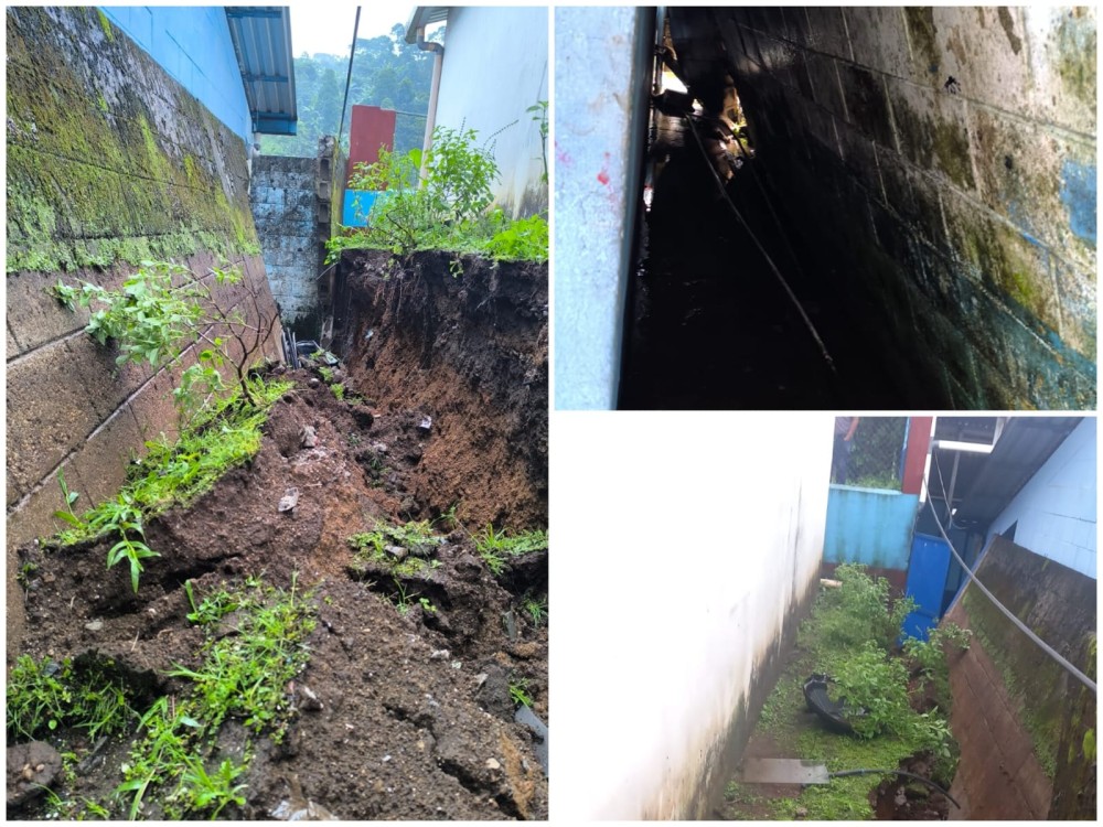 Fuertes lluvias provocan caída de muro perimetral en escuela de Colomba 