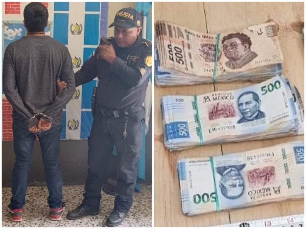 Hombre es capturado con 380 mil pesos mexicanos