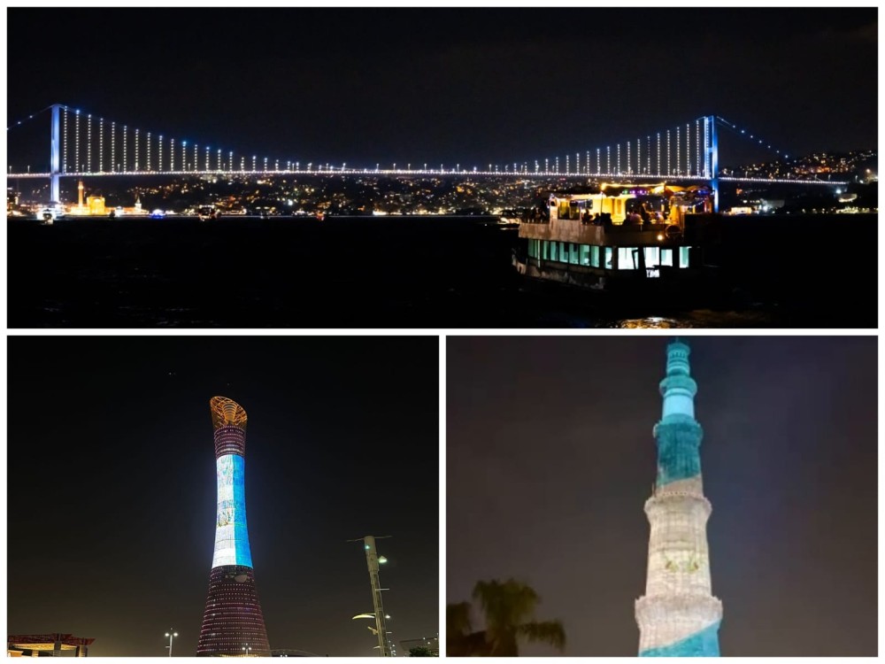 Países iluminan edificios emblemáticos con los colores de Guatemala 